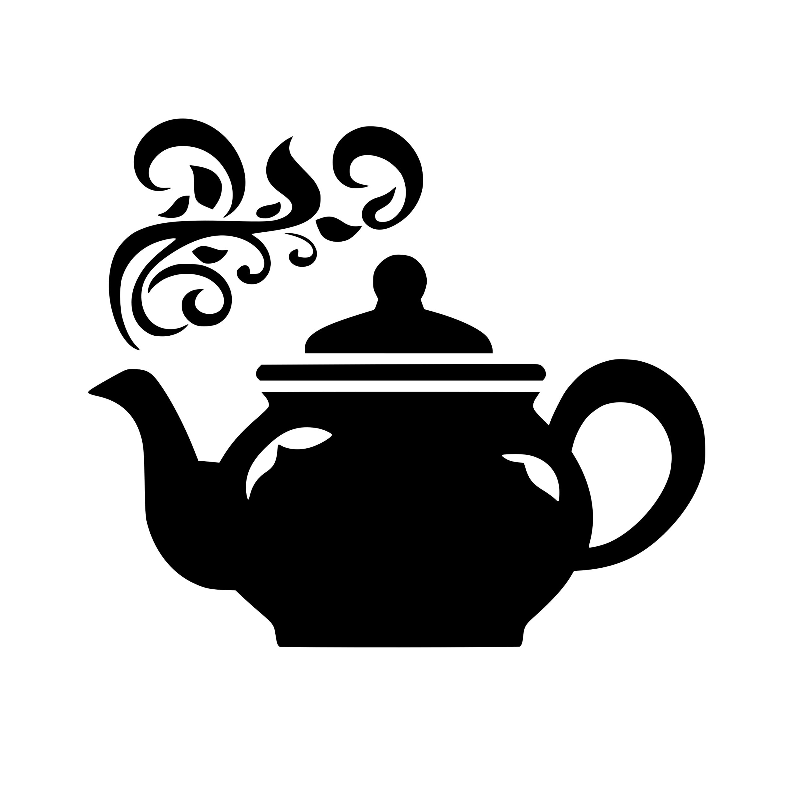 Instant Download Elegant Teapot with Steam SVG, PNG, DXF Files