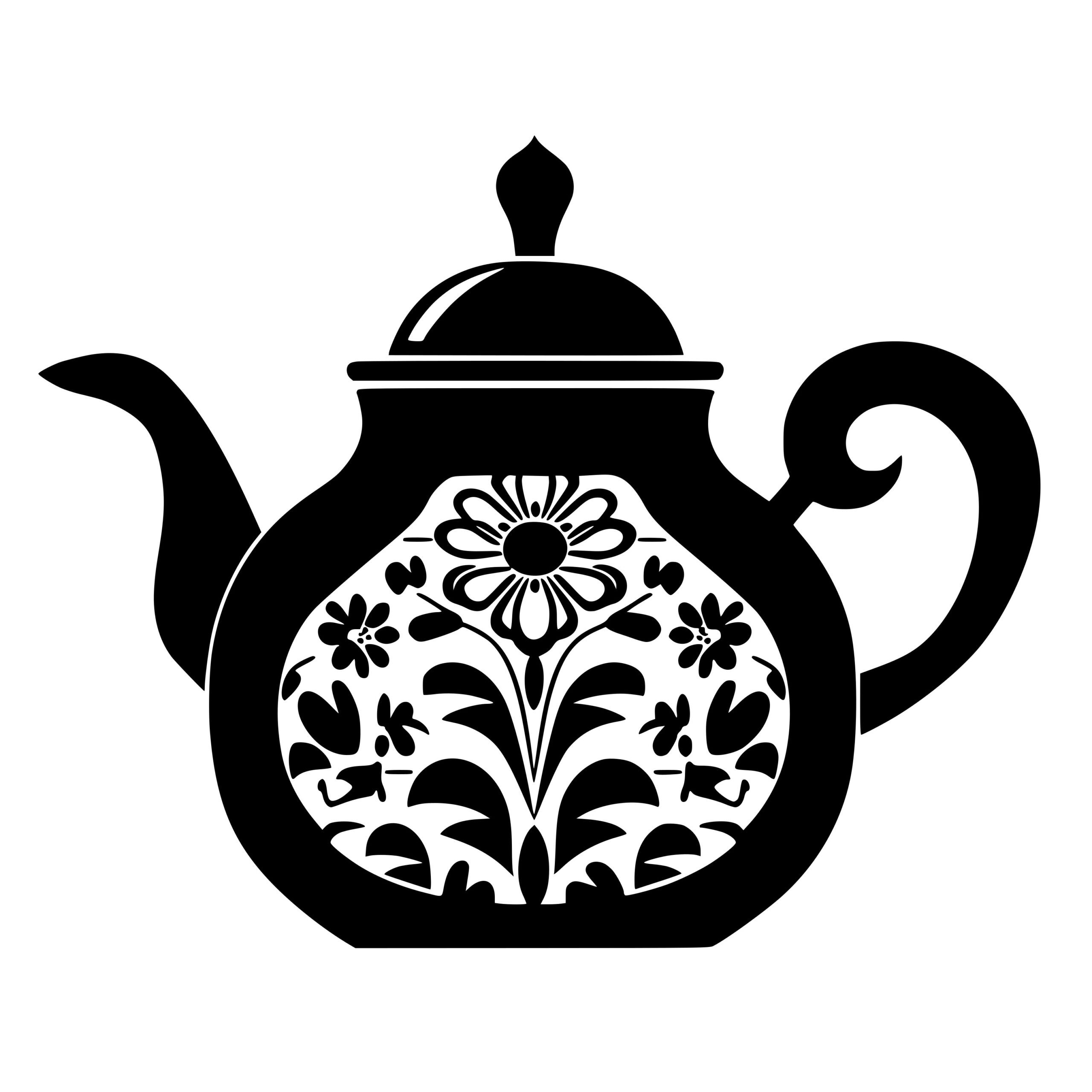 Vintage Floral Teapot SVG File for Cricut, Silhouette, Laser Machines