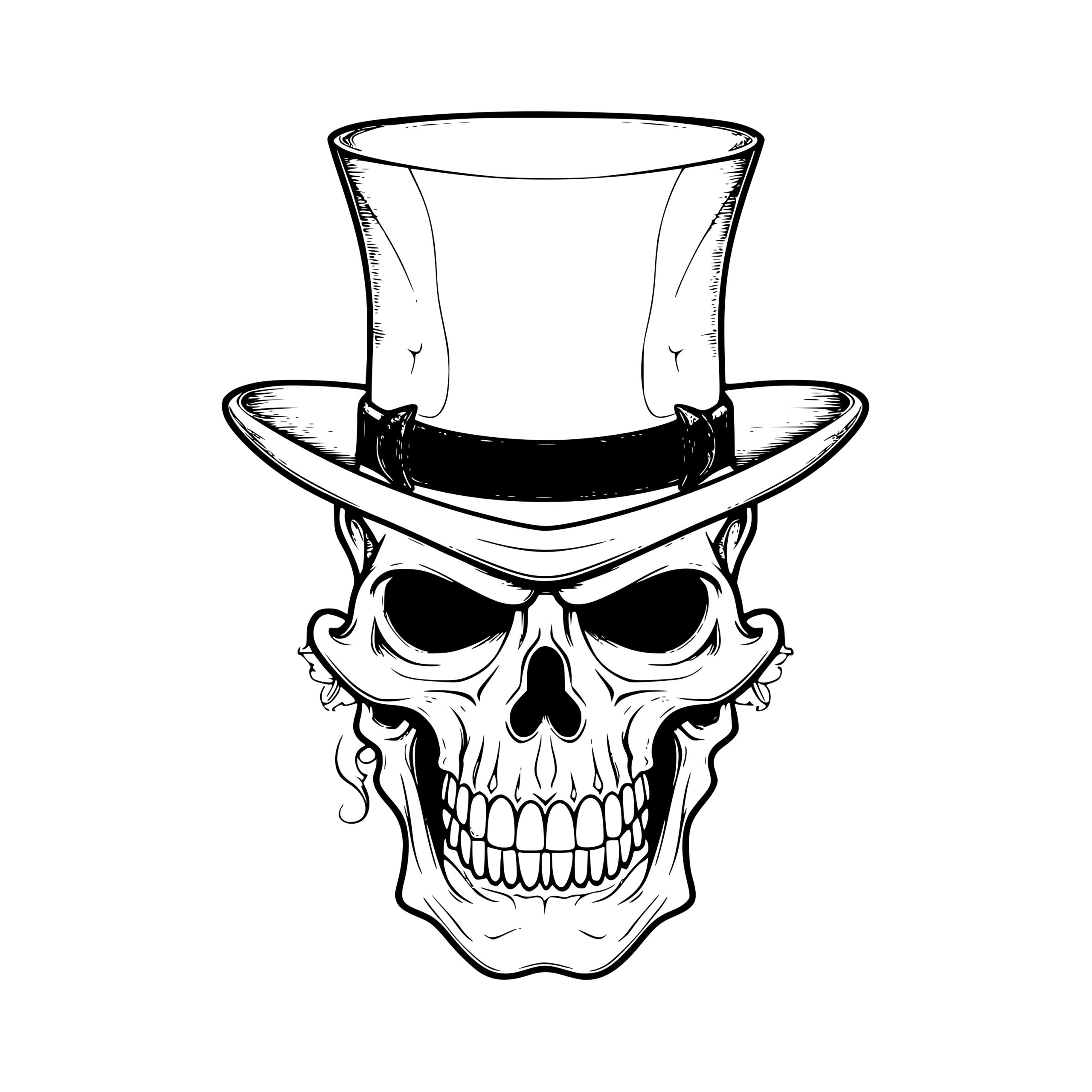 Skull with Top Hat SVG Image Instant Download for Cricut, Silhouette
