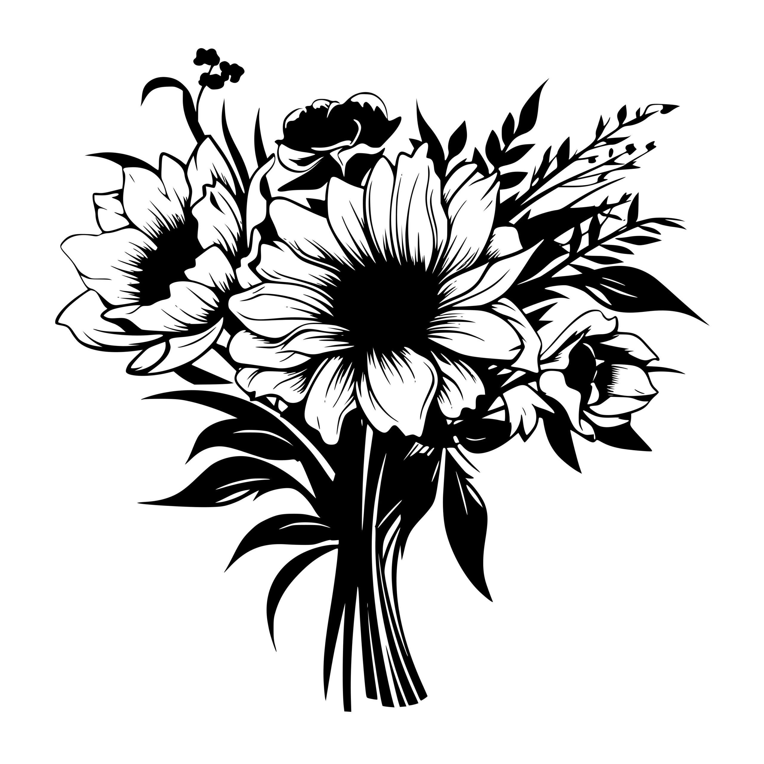 Rustic Sunflower Bouquet SVG/PNG/DXF File for Cricut, Silhouette, Laser Machines