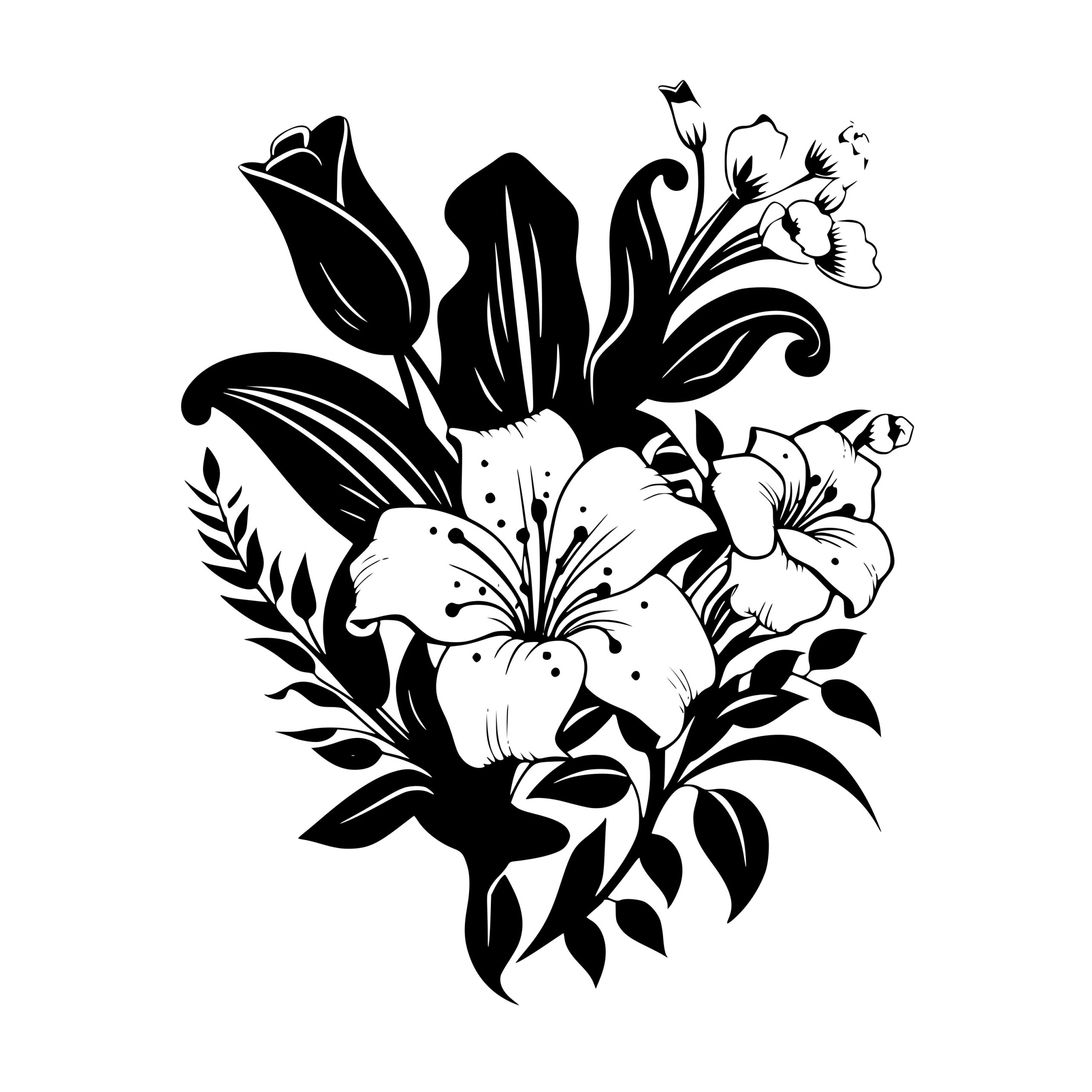 Romantic Flower Duo SVG File for Cricut, Silhouette, Laser Machines