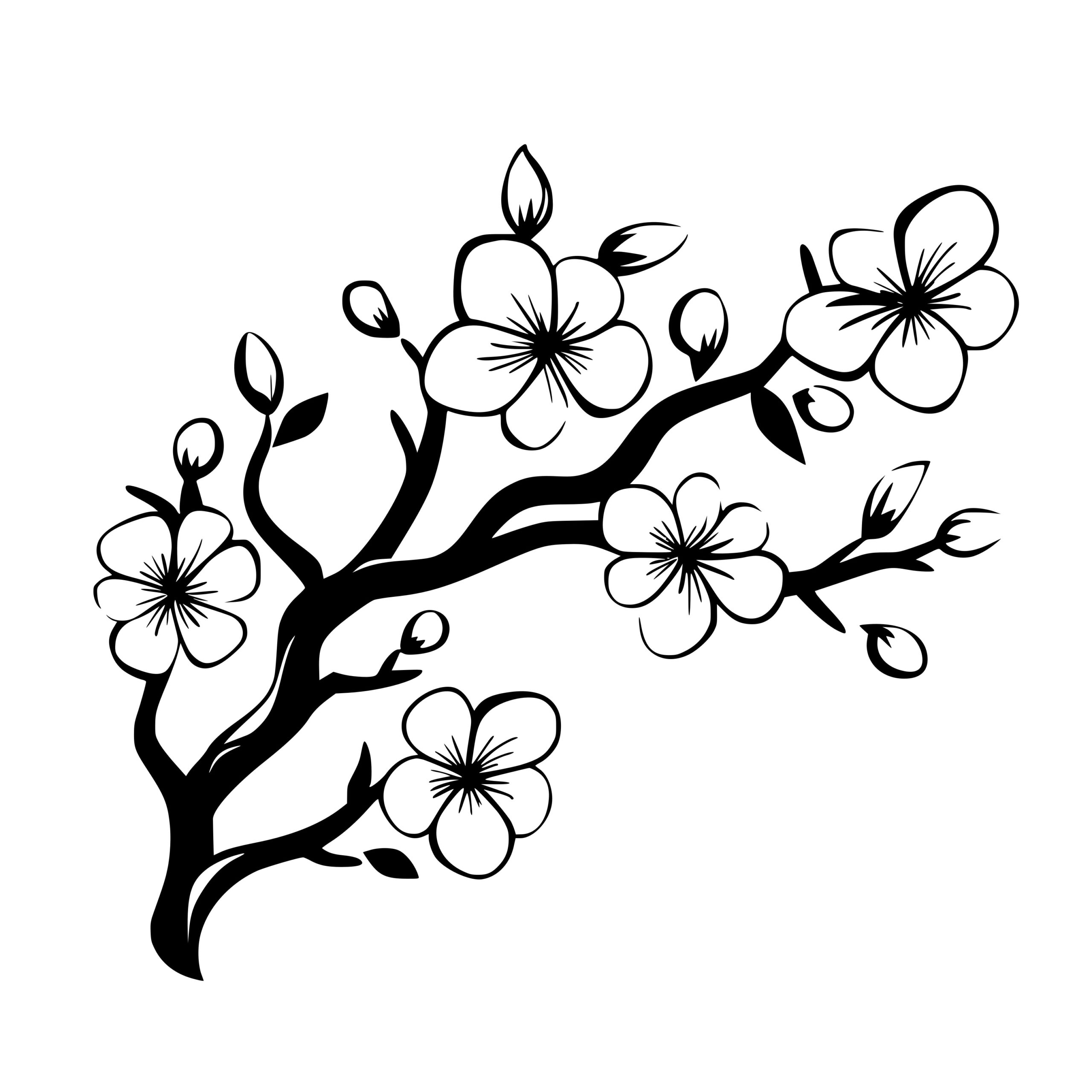 Cherry Blossoming Branch SVG File for Cricut, Silhouette, Laser