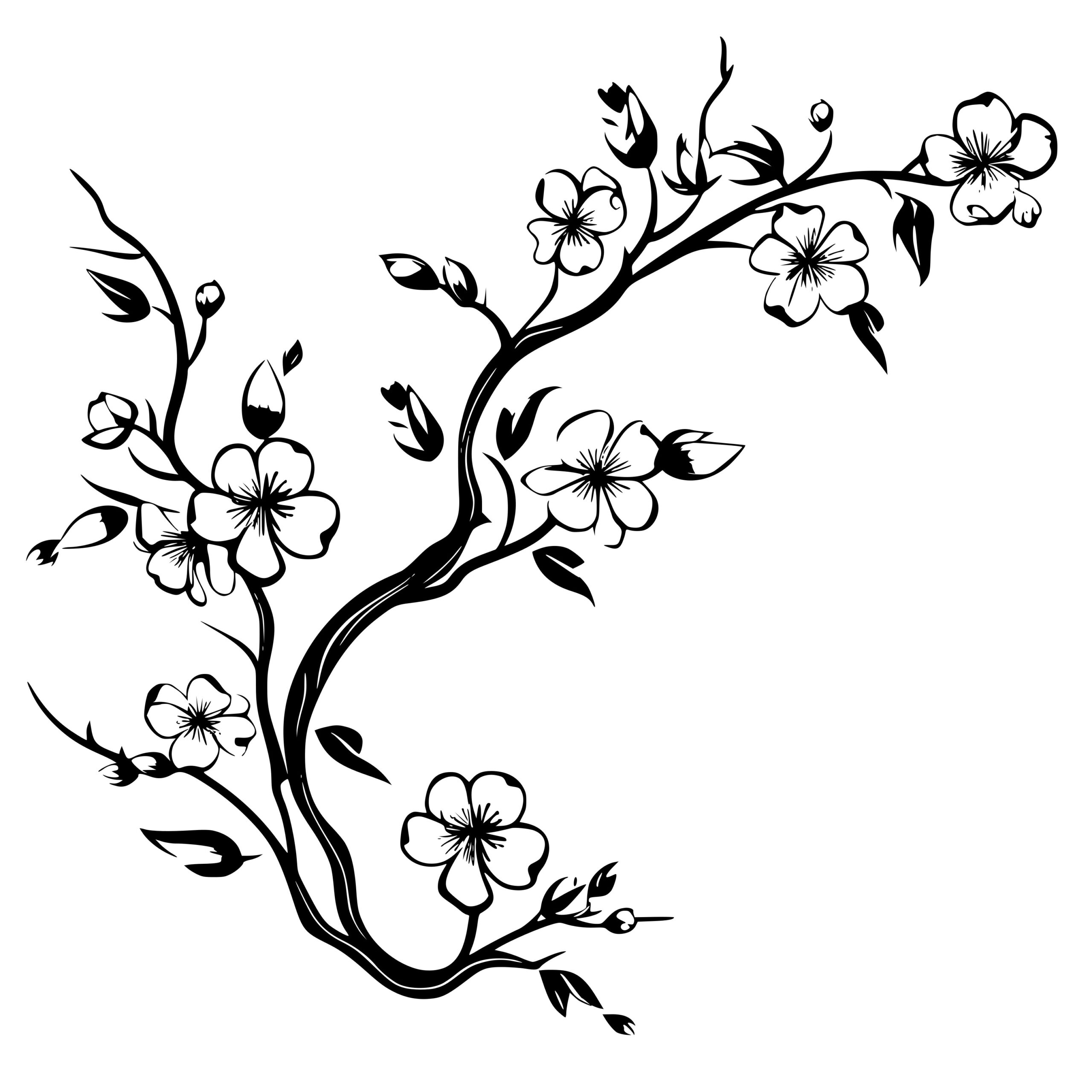 Cherry Blossom Branch SVG File Instant Download for Cricut, Silhouette