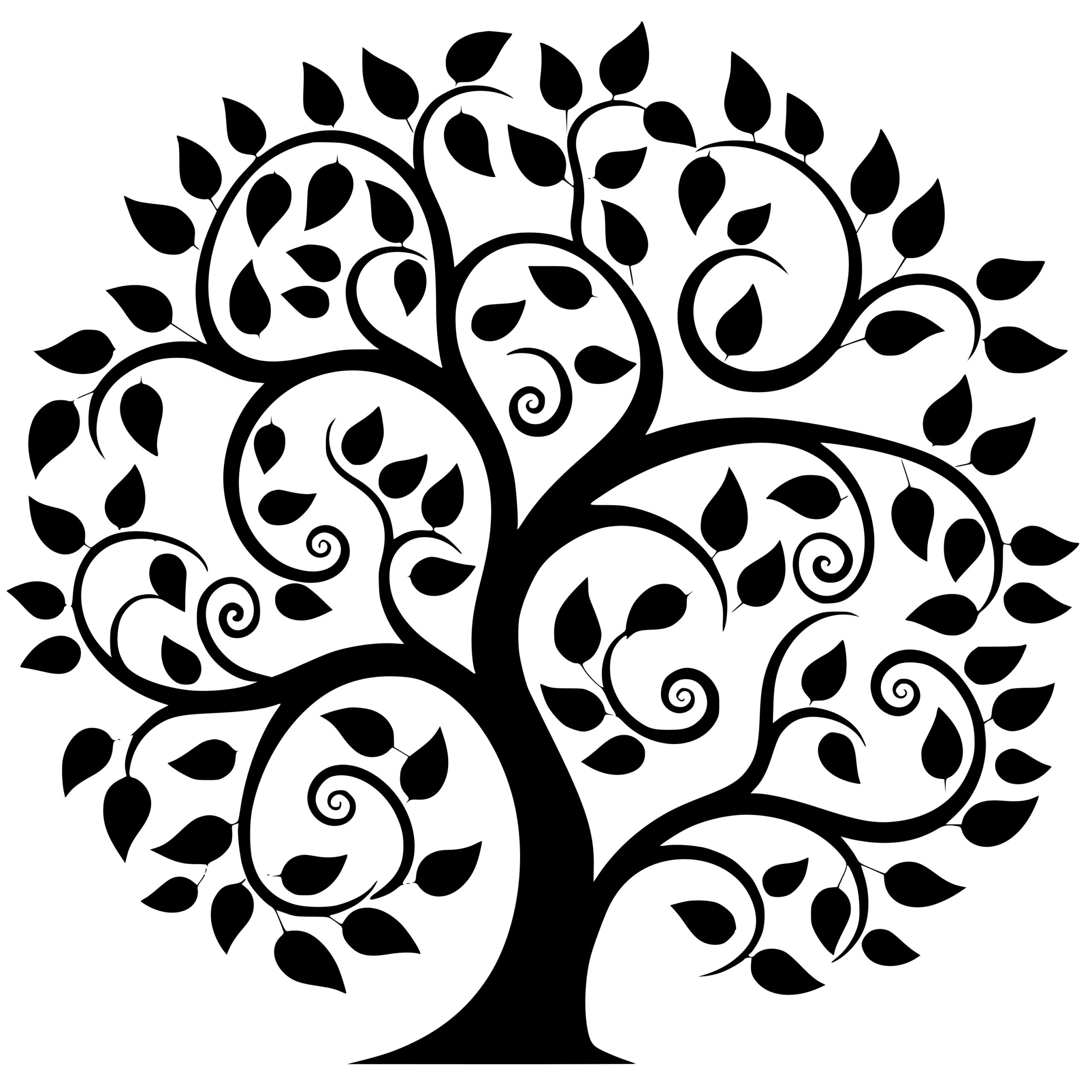 Spiral Leaf Tree SVG File for Cricut, Silhouette, Laser Machines