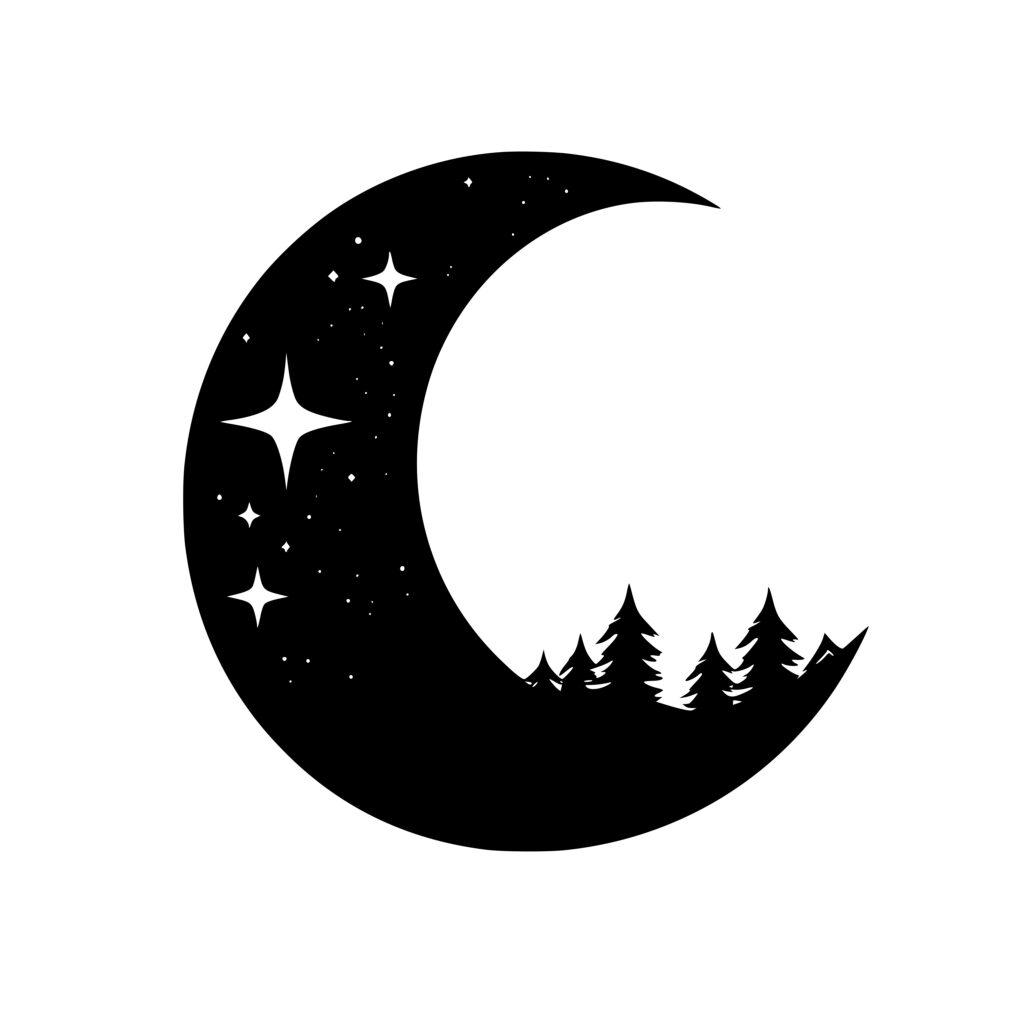 Crescent Moon Forest SVG File Instant Download for Cricut, Silhouette