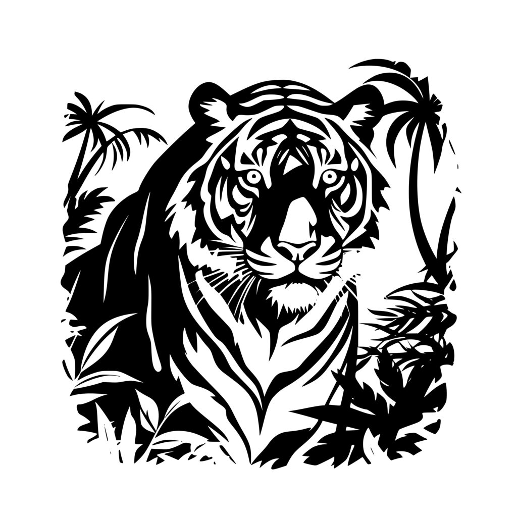 Jungle Tiger SVG Image Instant Download for Cricut, Silhouette, Laser