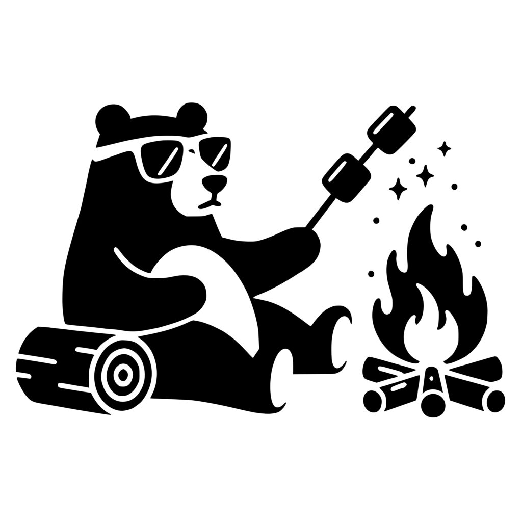 Cool Camping Bear SVG File for Cricut, Silhouette, and Laser Machines