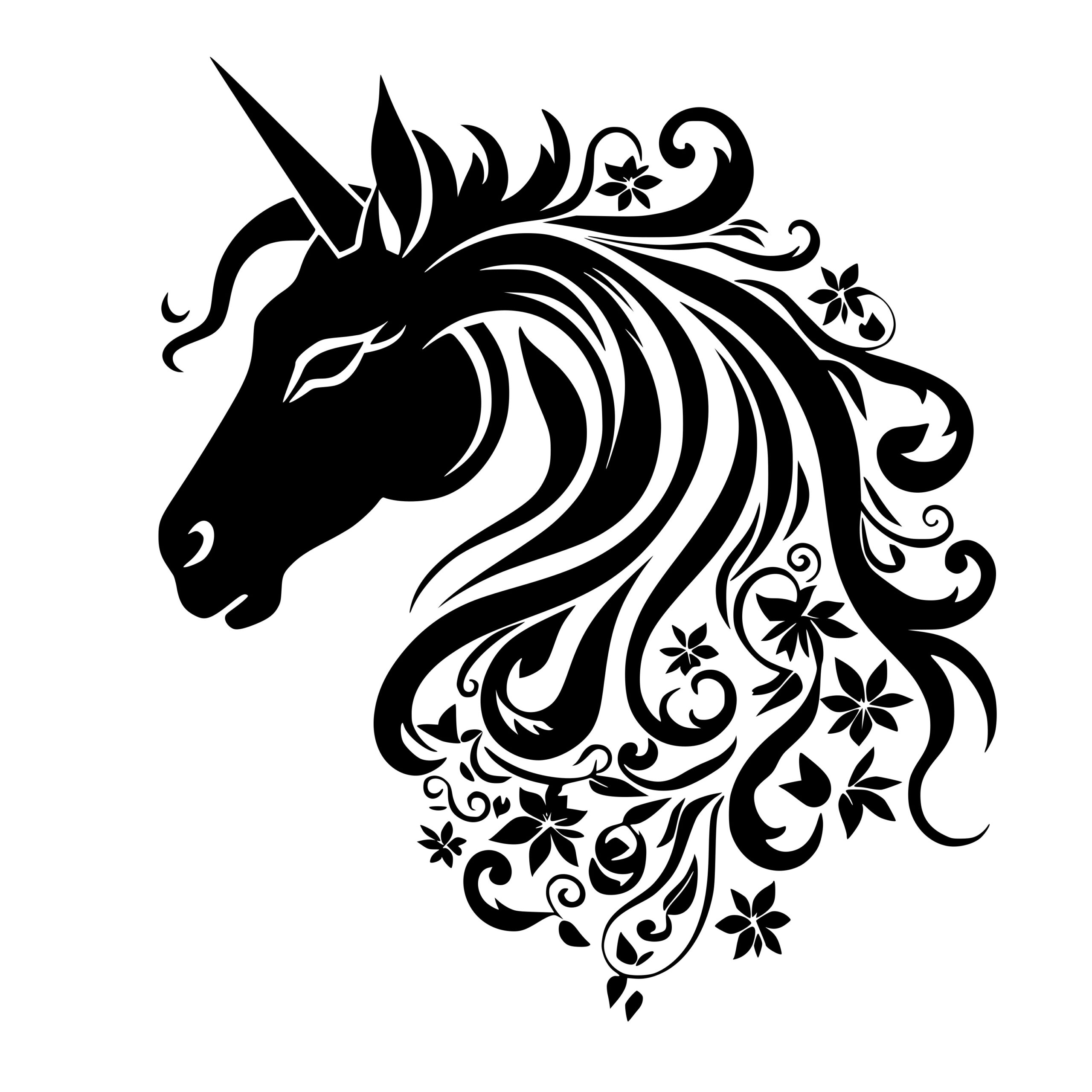 Floral Unicorn SVG File for Cricut, Silhouette, Laser Machines