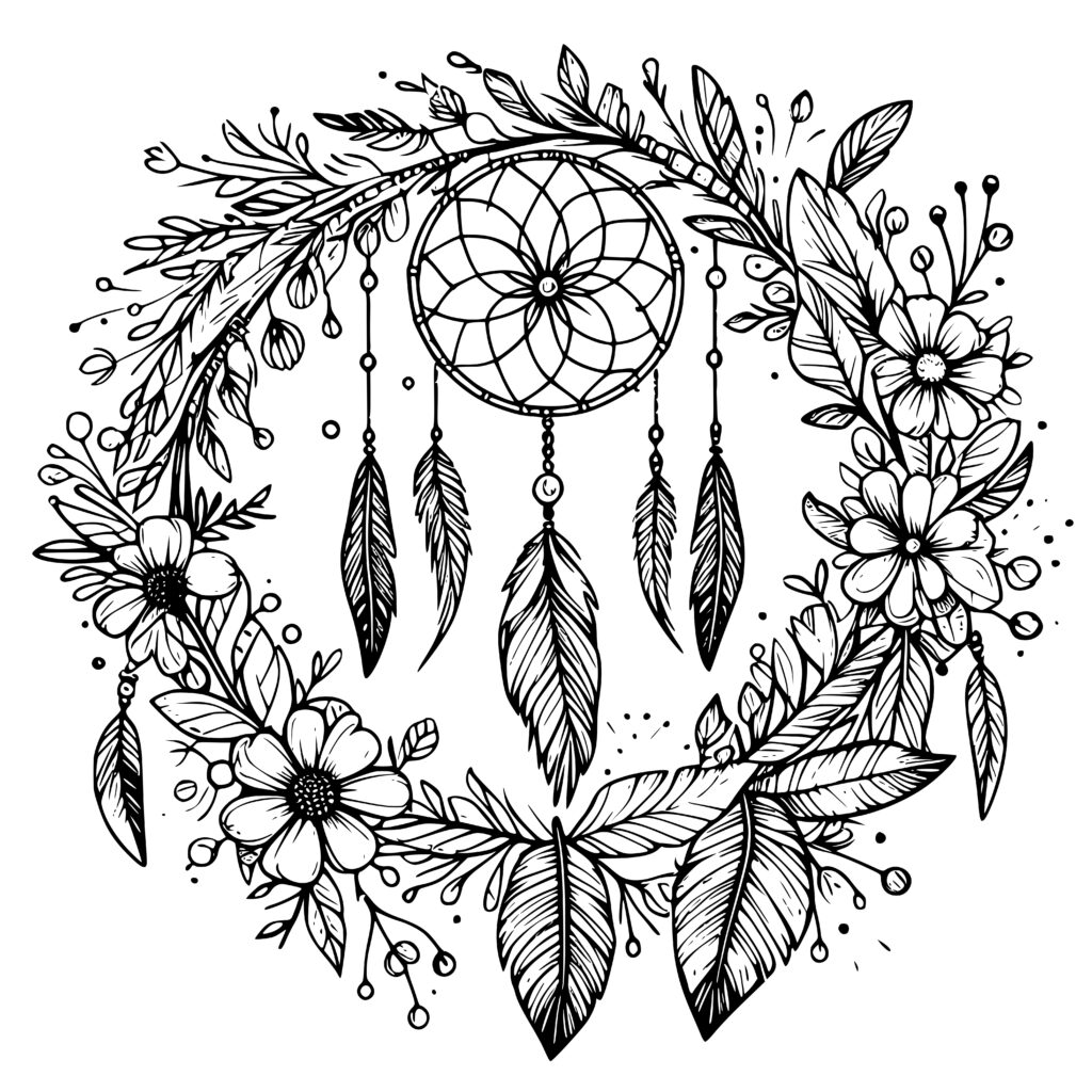 Floral Dream Catcher Design SVG, PNG, DXF for Cricut Crafts