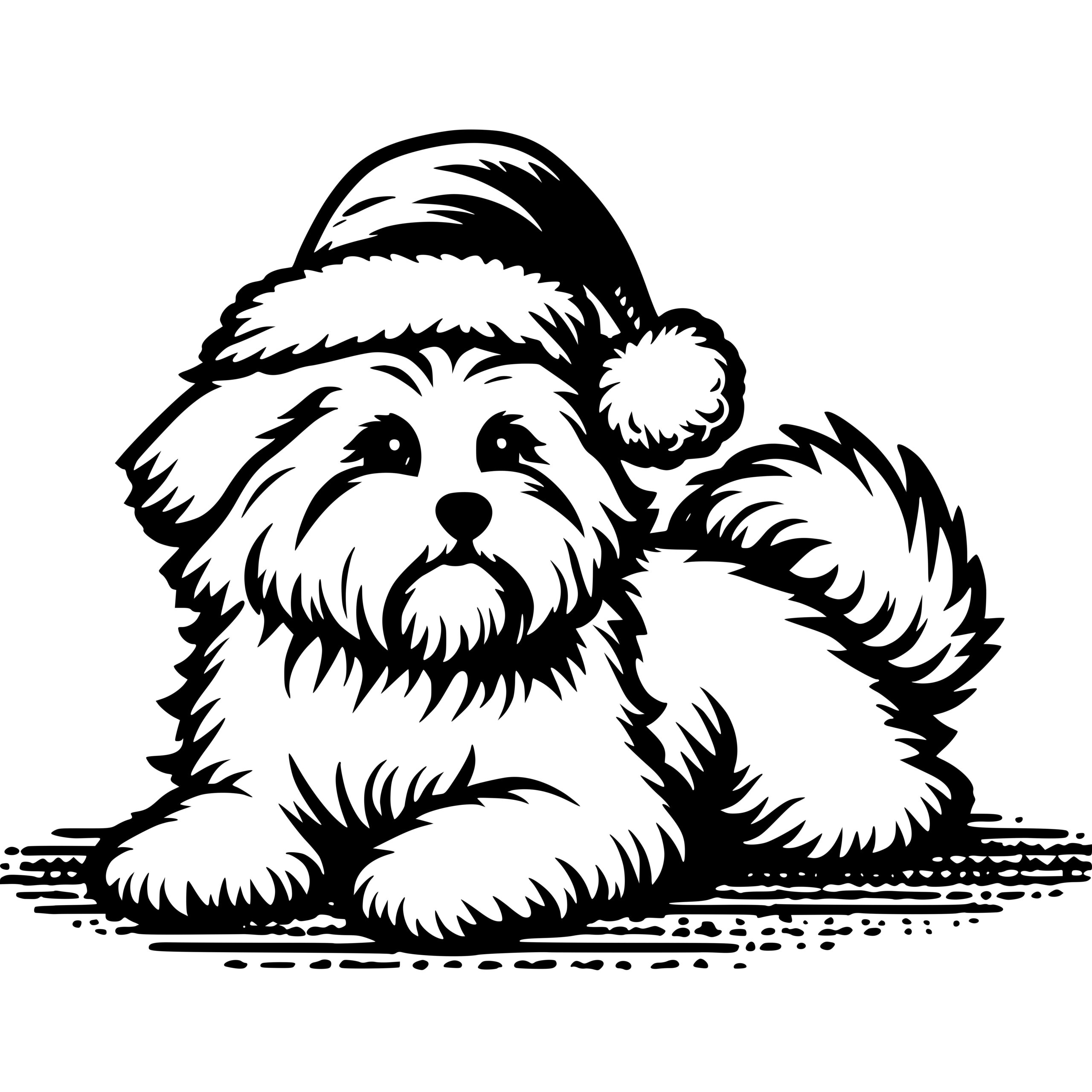 Christmas Maltese SVG PNG DXF File Festive Dog Design