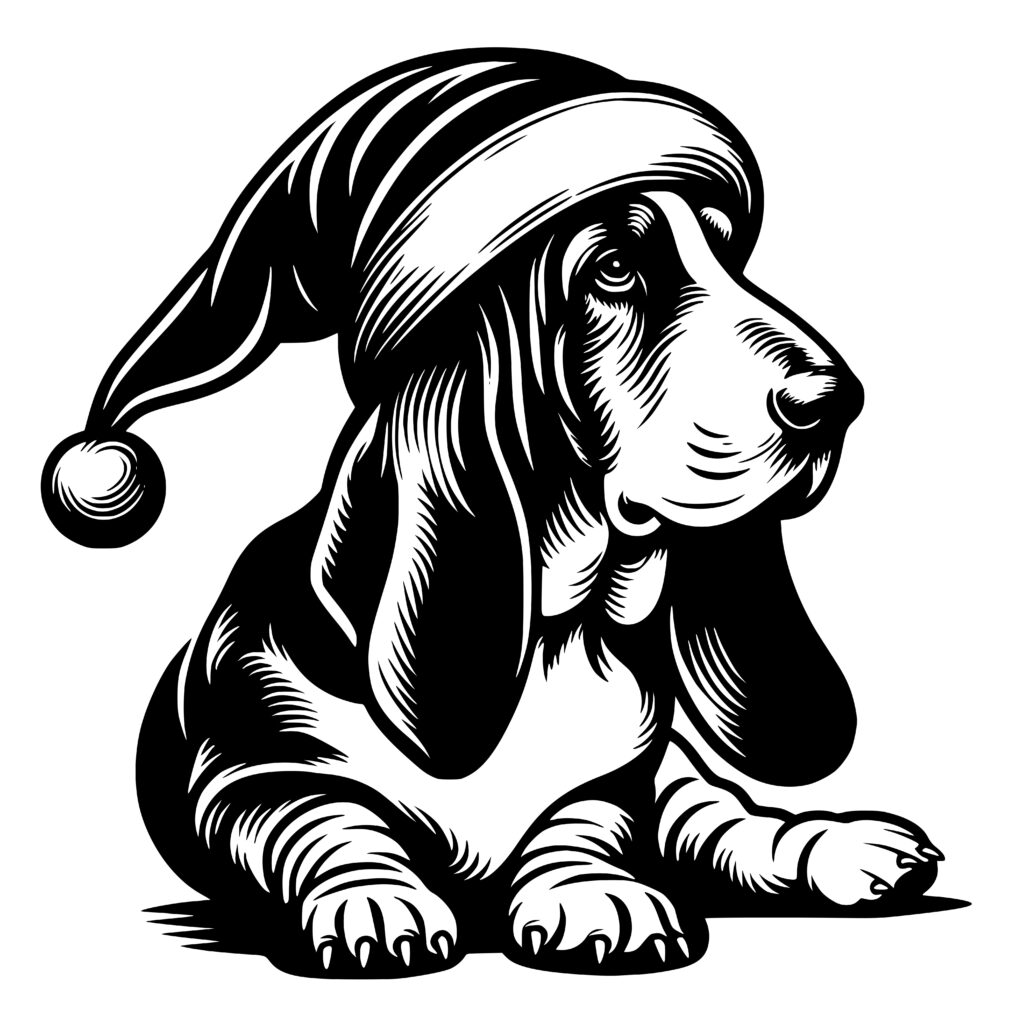 Festive Basset Hound Design for Cricut, Silhouette, Laser Machines