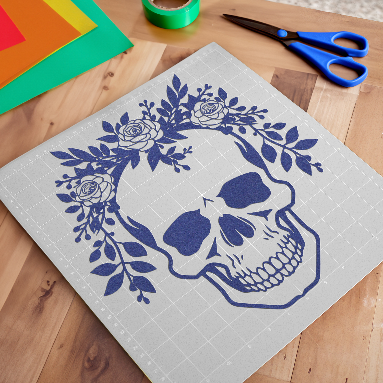 Flower Crown Skull Image SVG, PNG, DXF for Cricut, Silhouette, Laser