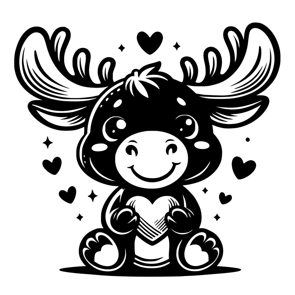 Happy Moose Heart Design SVG, PNG, DXF for Cricut, Silhouette" This