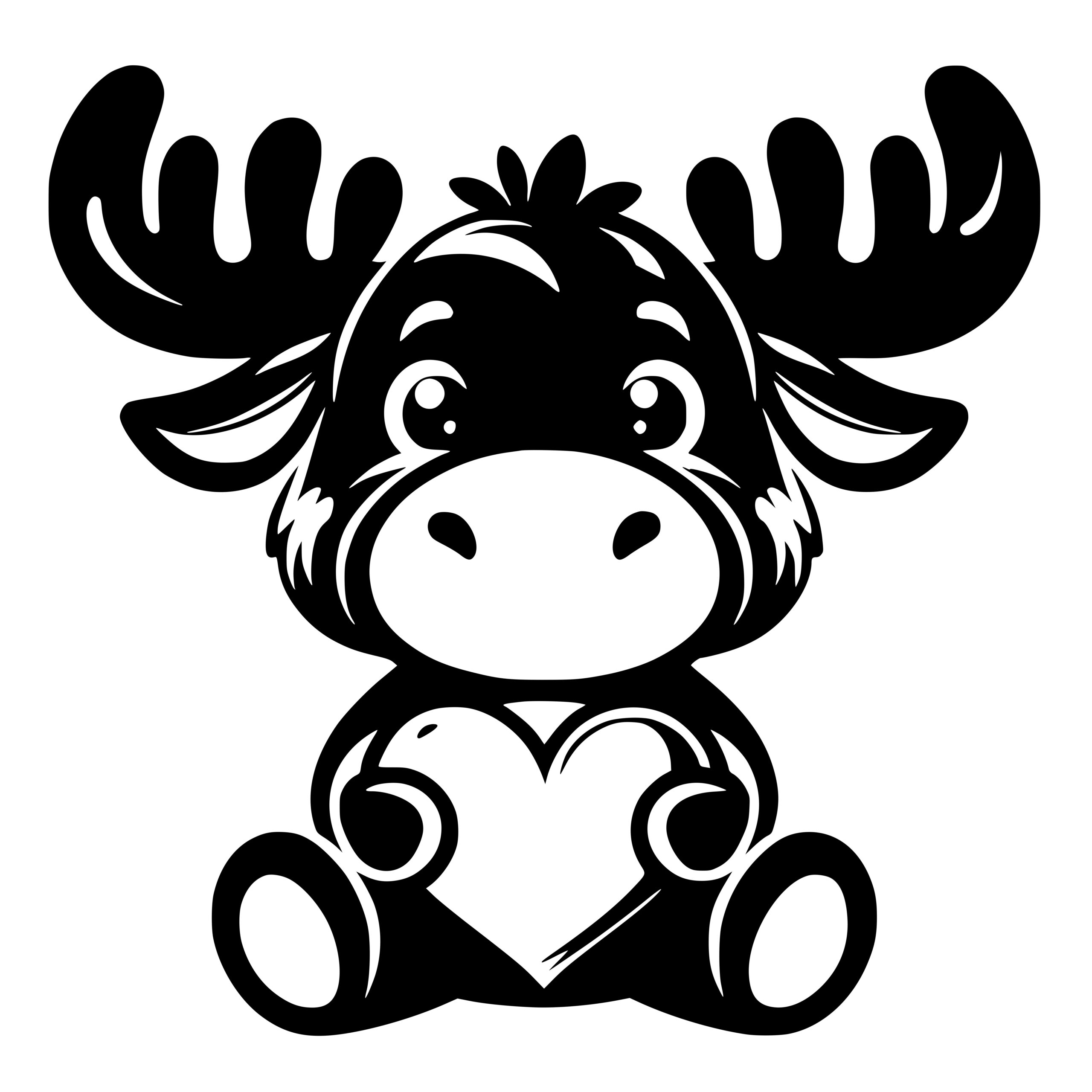 Moose Heart Embrace SVG File for Cricut, Silhouette, xTool