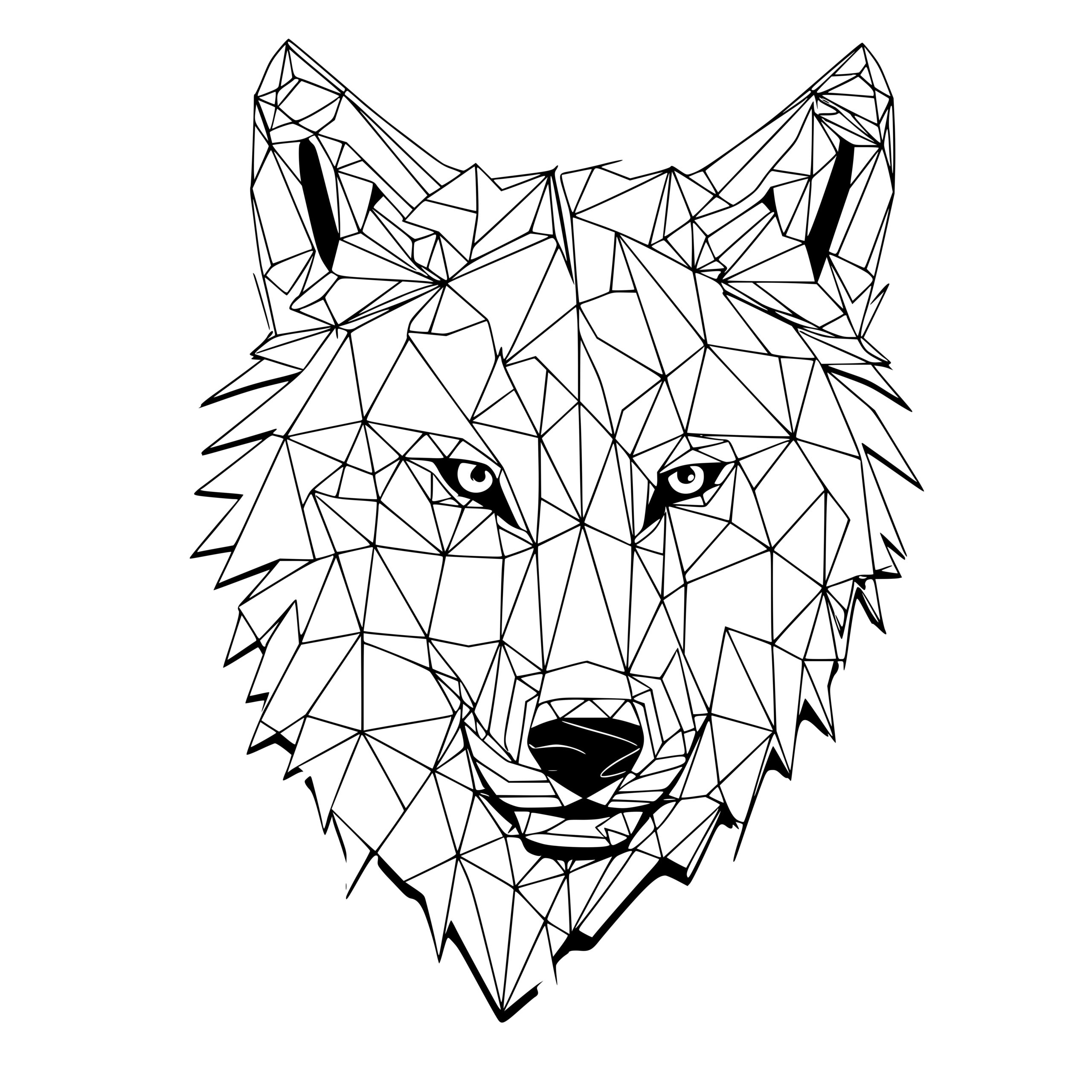 Abstract Geometric Wolf Design for Cricut, Silhouette, Laser Machines