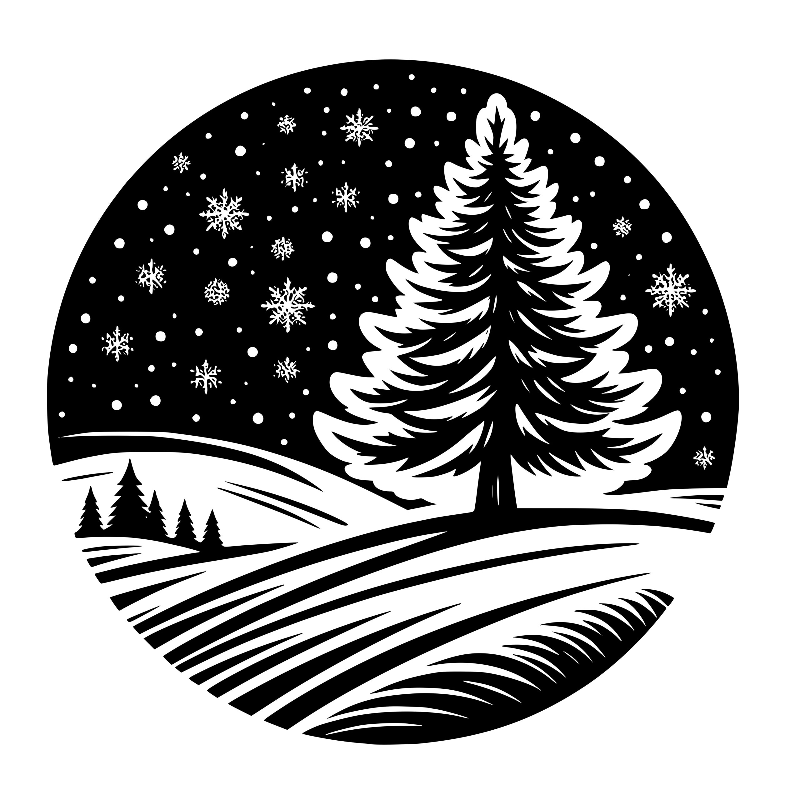 Snowflake Pine Circle SVG File for Cricut and Laser Machines