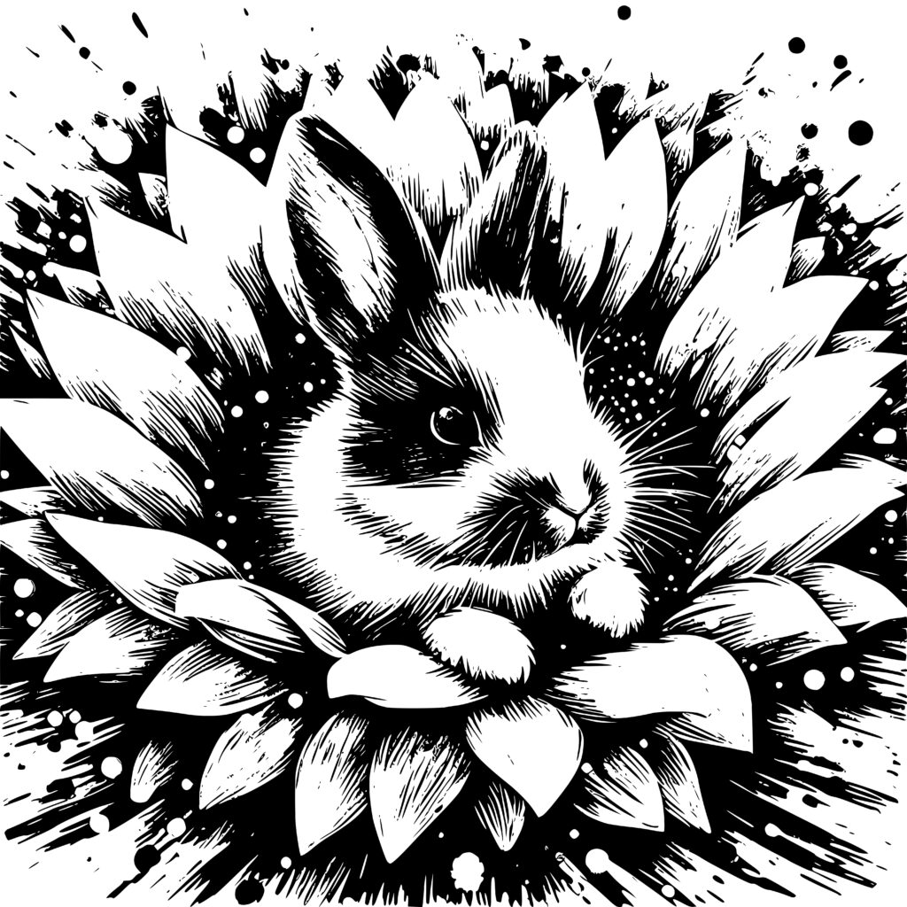 Sunflower Rabbit Bed Design SVG, PNG, DXF for Cricut & More