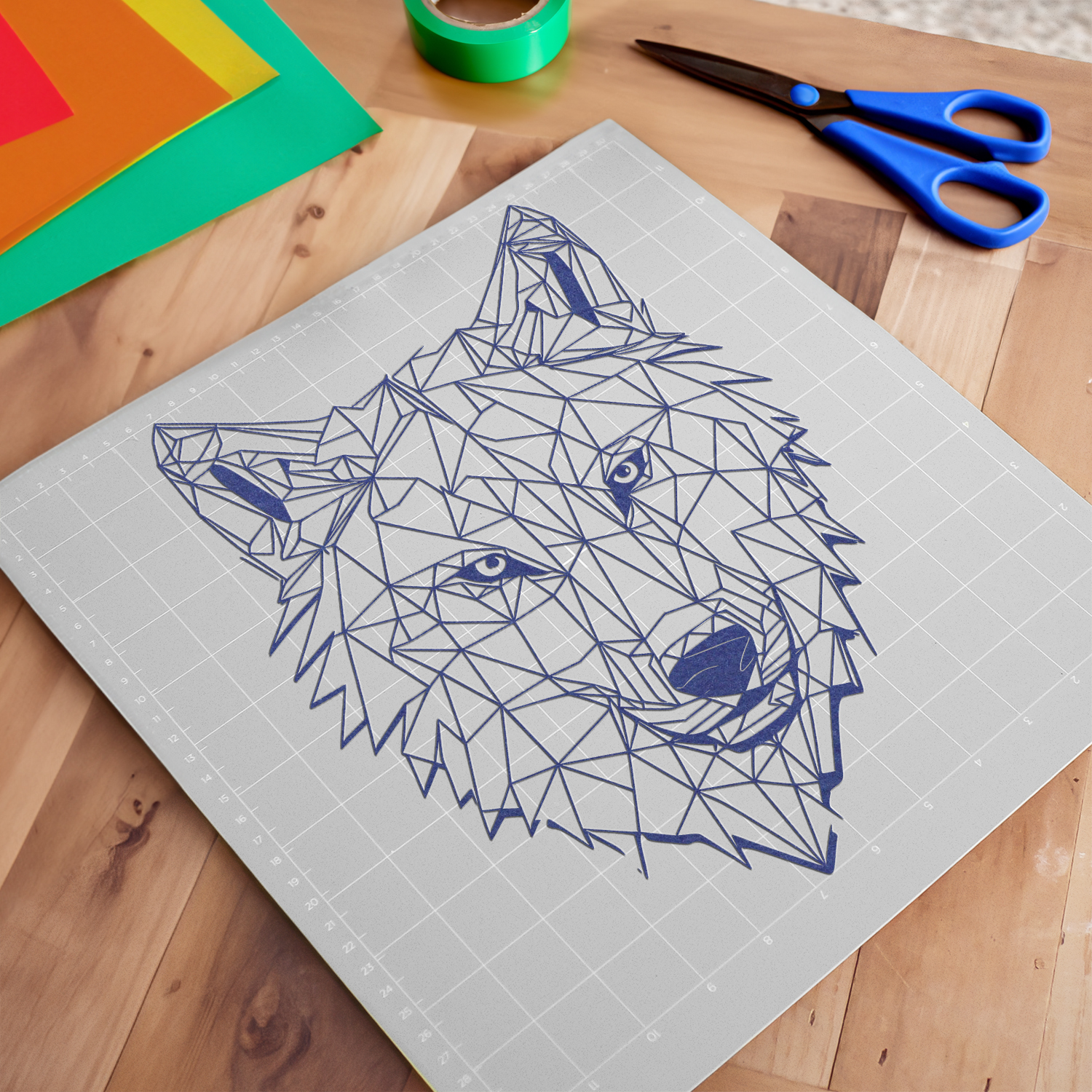 Abstract Geometric Wolf Design for Cricut, Silhouette, Laser Machines