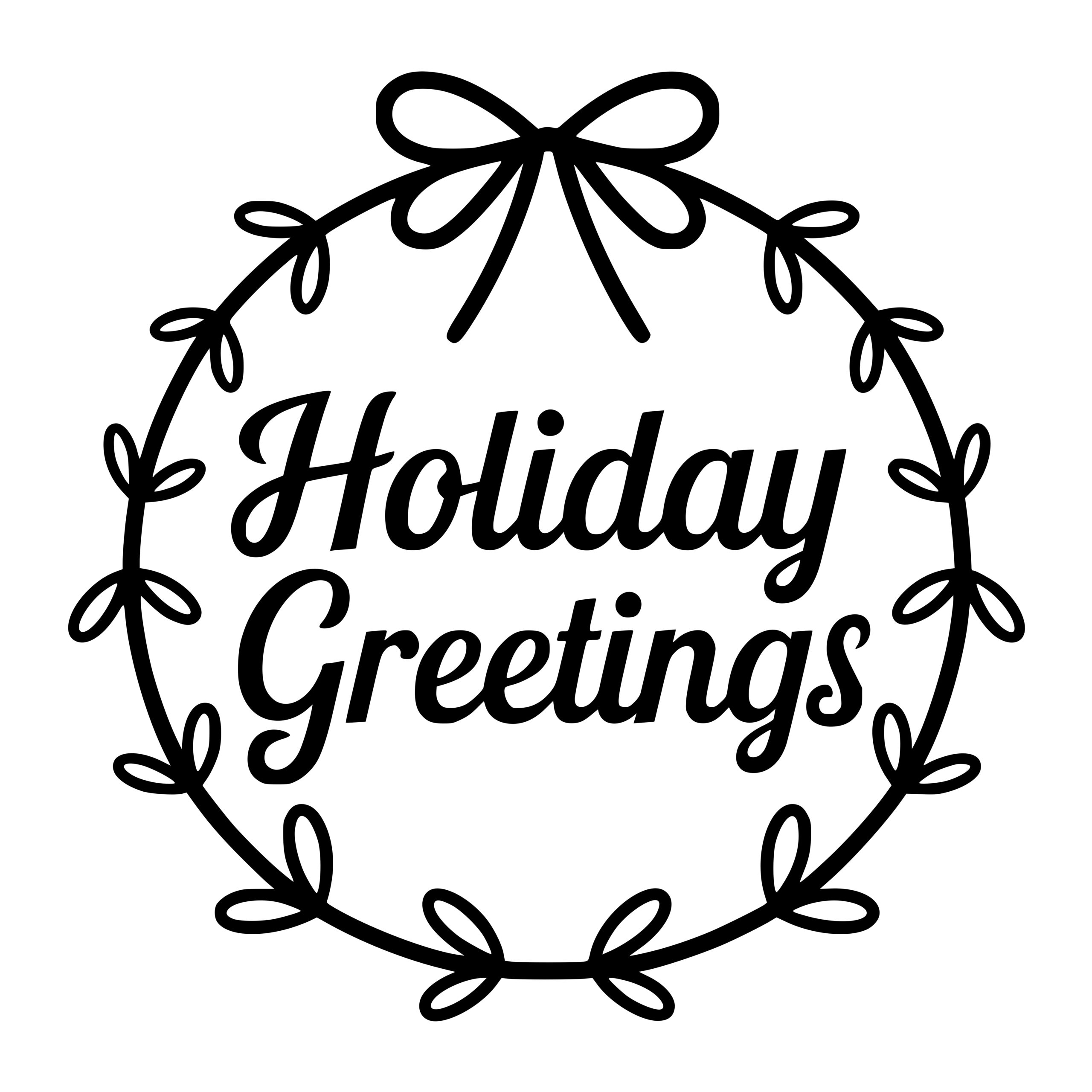 Holiday Greetings Wreath SVG File for Cricut, Laser, Silhouette, Cameo