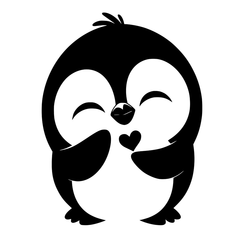 Penguin Heart Embrace Design for Cricut, Silhouette, Laser Machines
