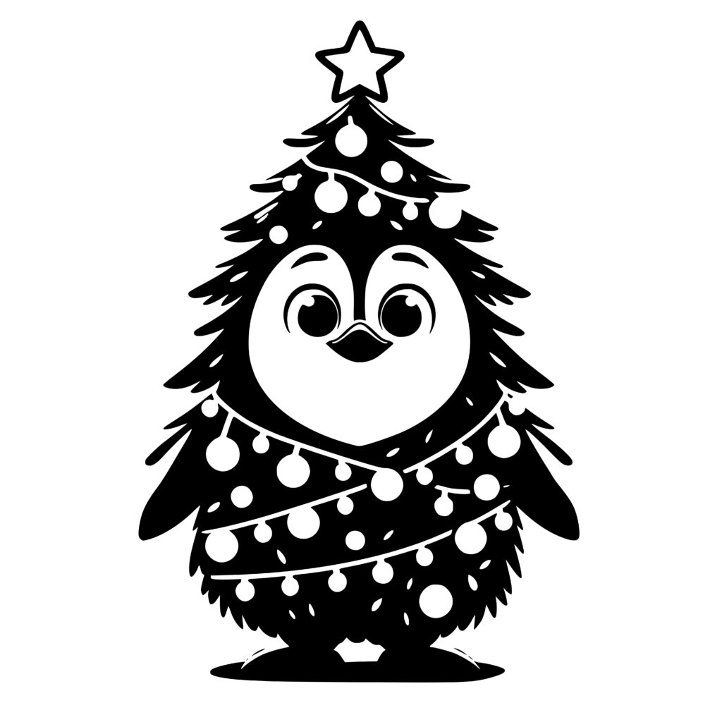 Twinkling Penguin Tree Design for Cricut, Silhouette, Laser Machines