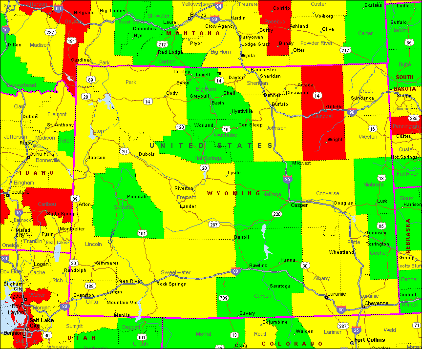 Wyoming Air Quality Map