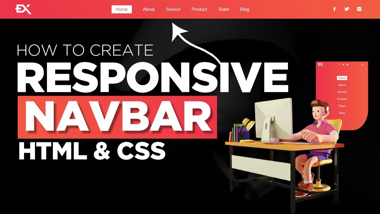 Create a Fully Responsive Navbar Design for Your site using HTML & CSS