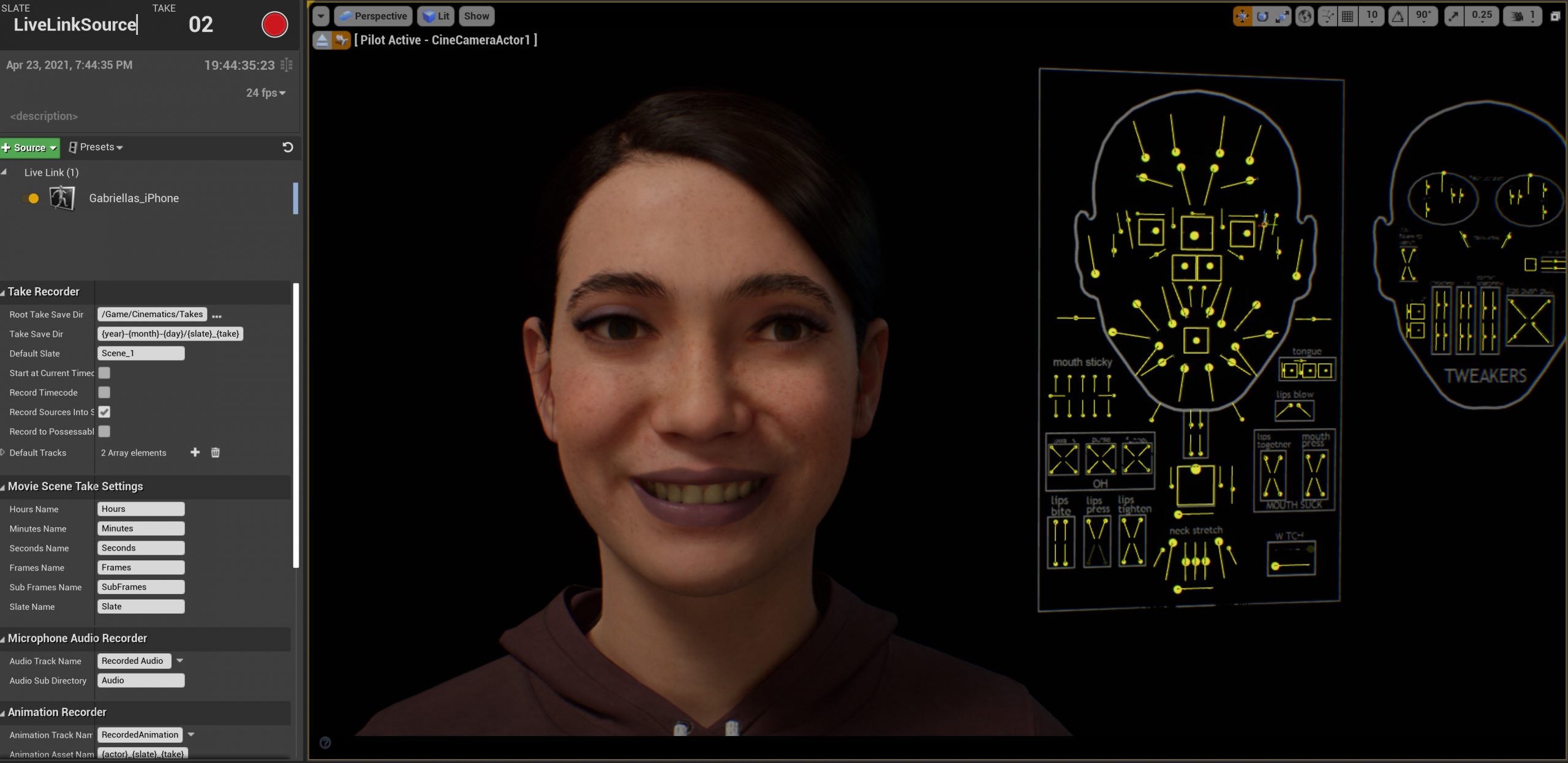 Unreal Engine Live Link Source and Control Rig Backward Solver