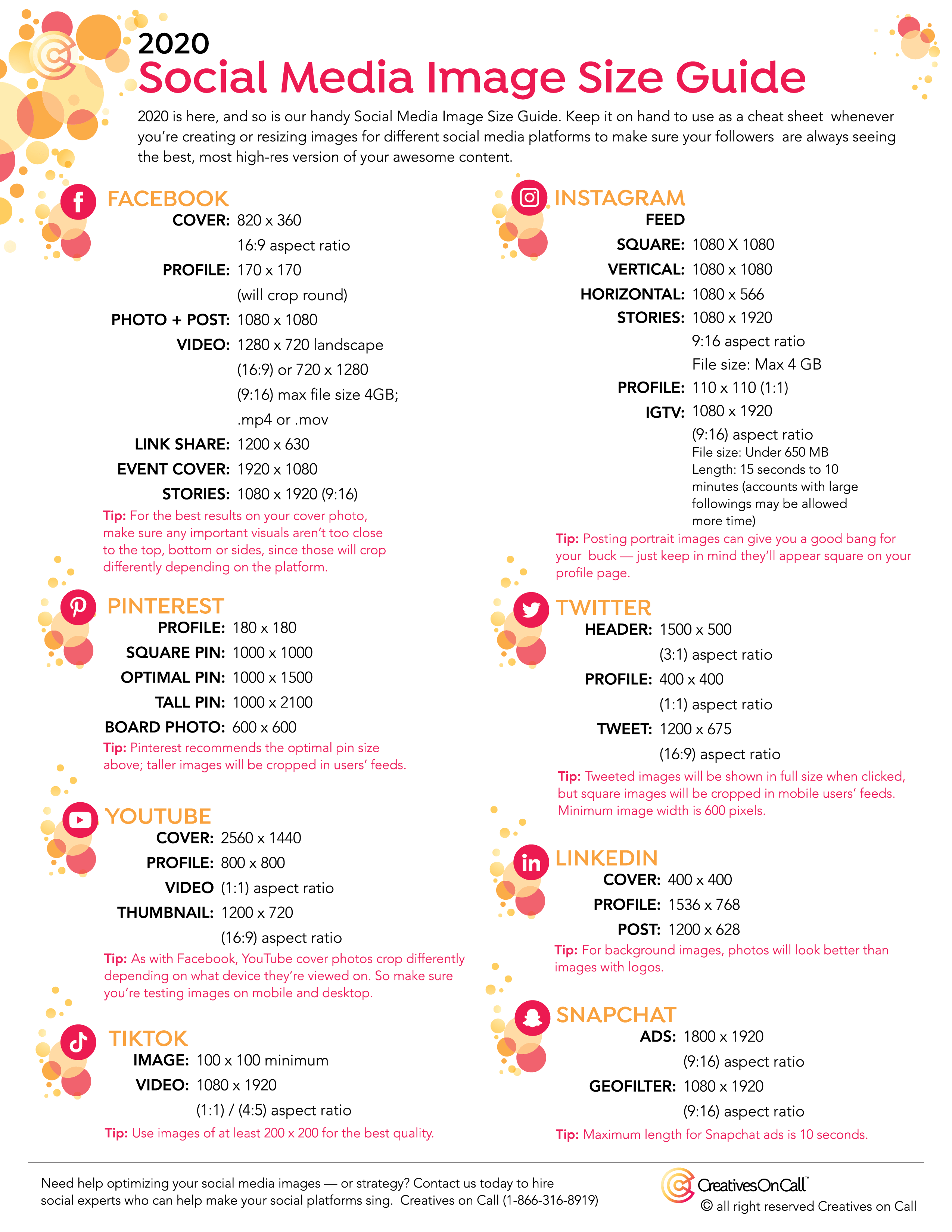Your 2020 Social Media Image Size Guide Creatives On Call