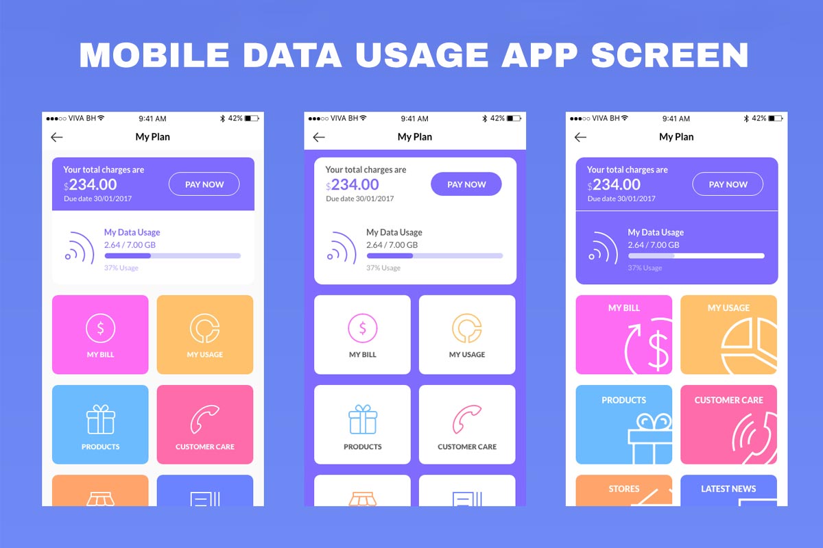 Free Mobile Data Usage App Screen UI