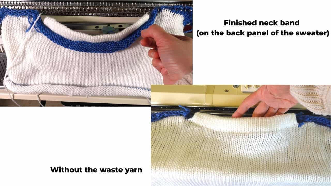 Machine knitting neckline — Part 2 fold over and ribbed neckbands