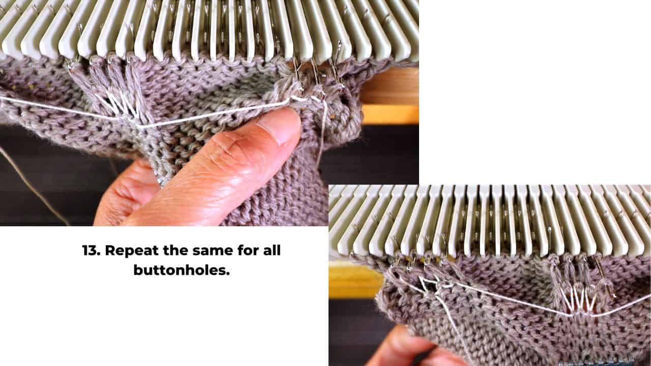Machine knitting a buttonhole band on an LK150