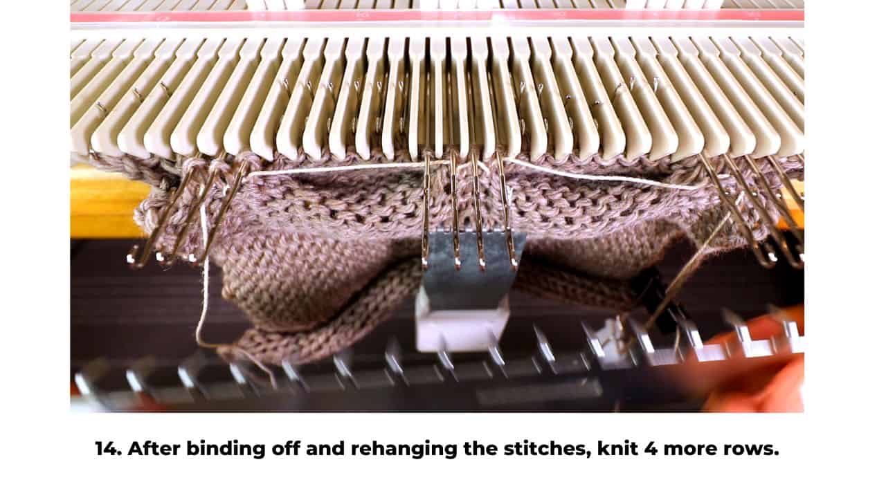 Machine knitting a buttonhole band on an LK150