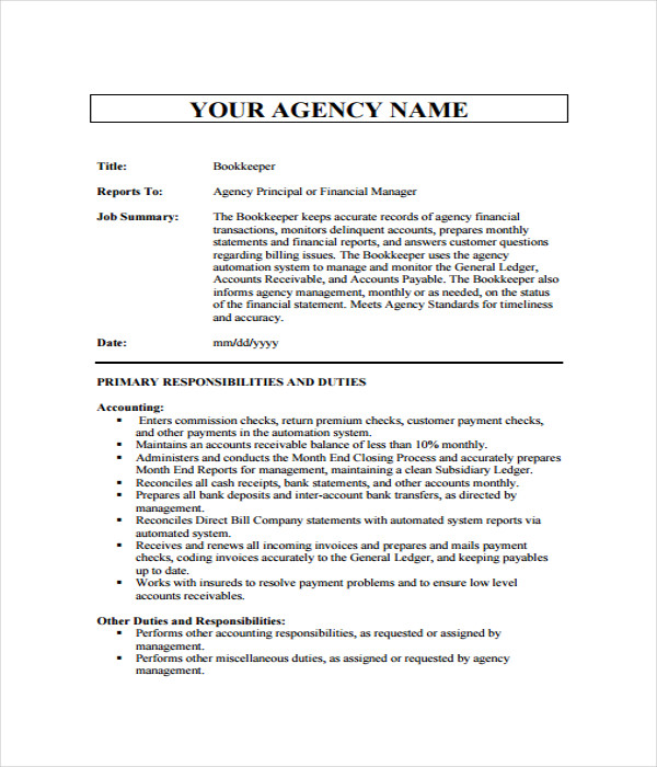 21+ Job Description Templates Free Word, PDF Documents Download