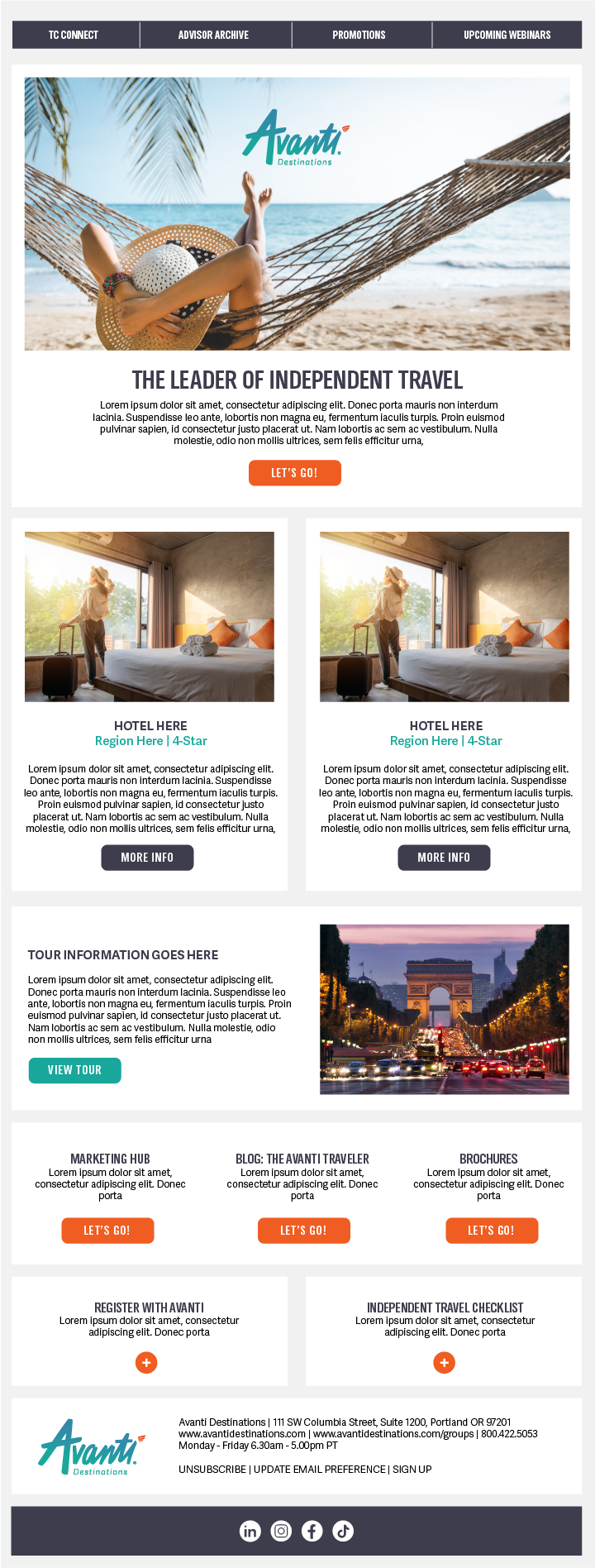 CreativeWithRyan Avanti Destination Email Templates