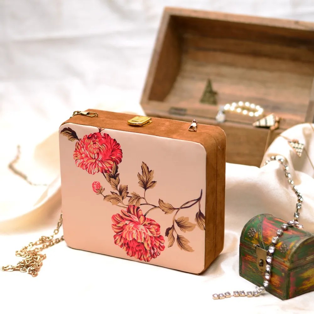 Pink Floral Indian Clutch Creatoons Gifting Solutions