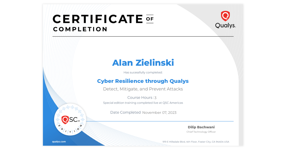 Alan Zielinski QSC Americas Cyber Resilience through Qualys