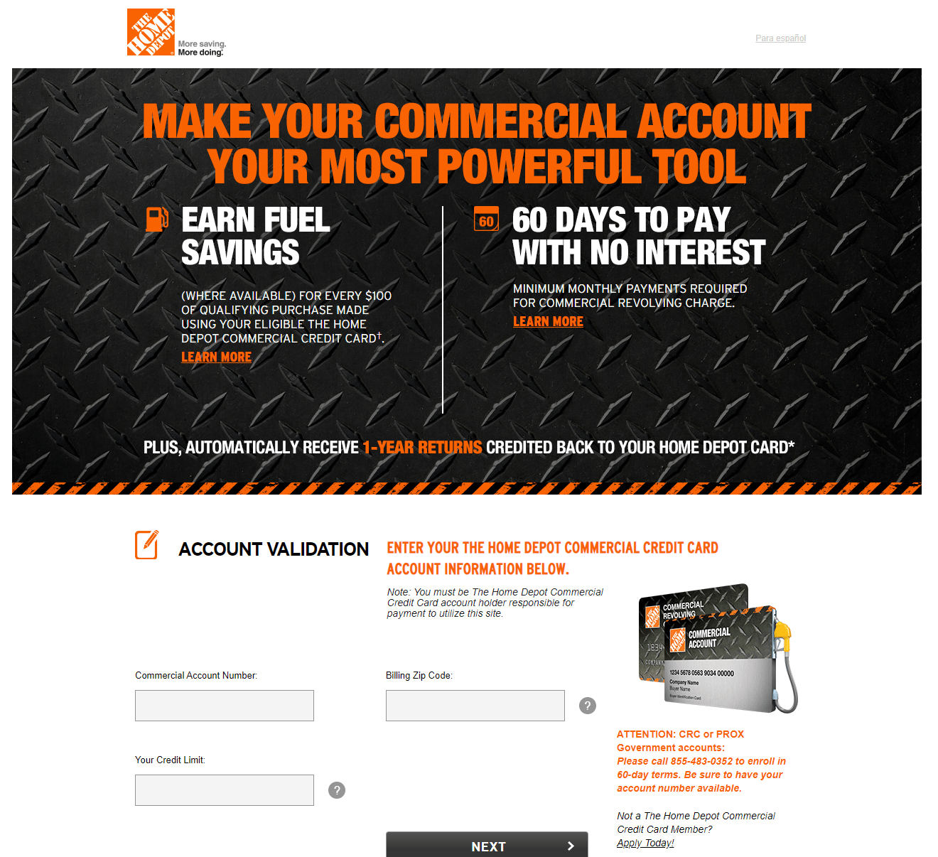 Home Depot Commercial Credit Card Enrollment