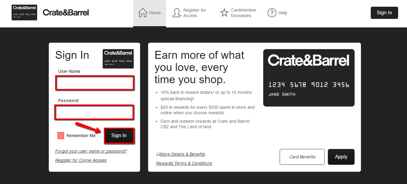 Crate and Barrel Credit Card Login Make a Payment CreditSpot