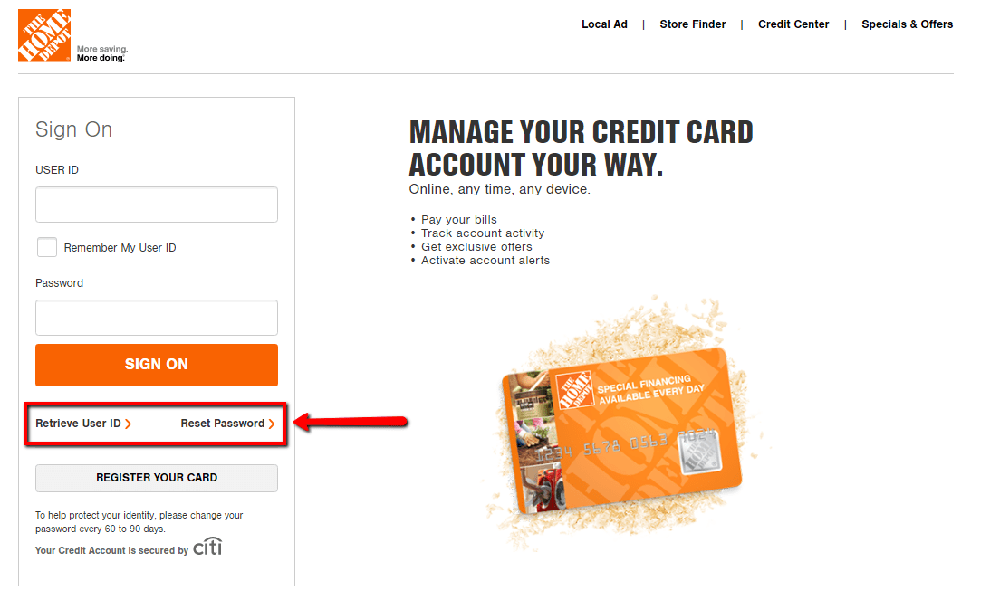 Home Depot Credit Card Login Make a Payment CreditSpot