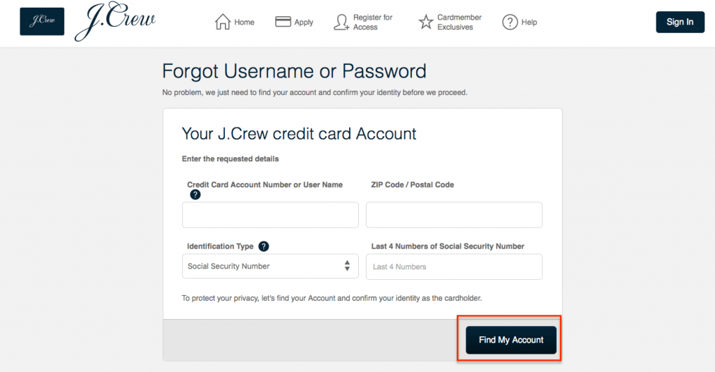 J Crew Credit Card Login Make a Payment CreditSpot