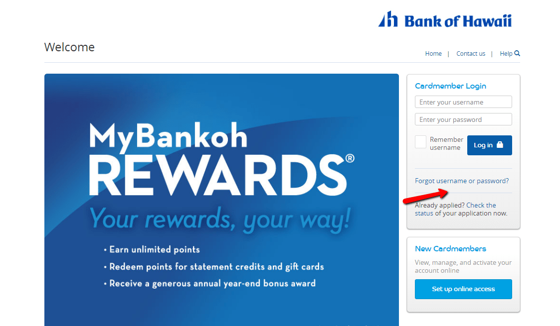 Bank of Hawaii Visa Credit Card Login Make a Payment CreditSpot