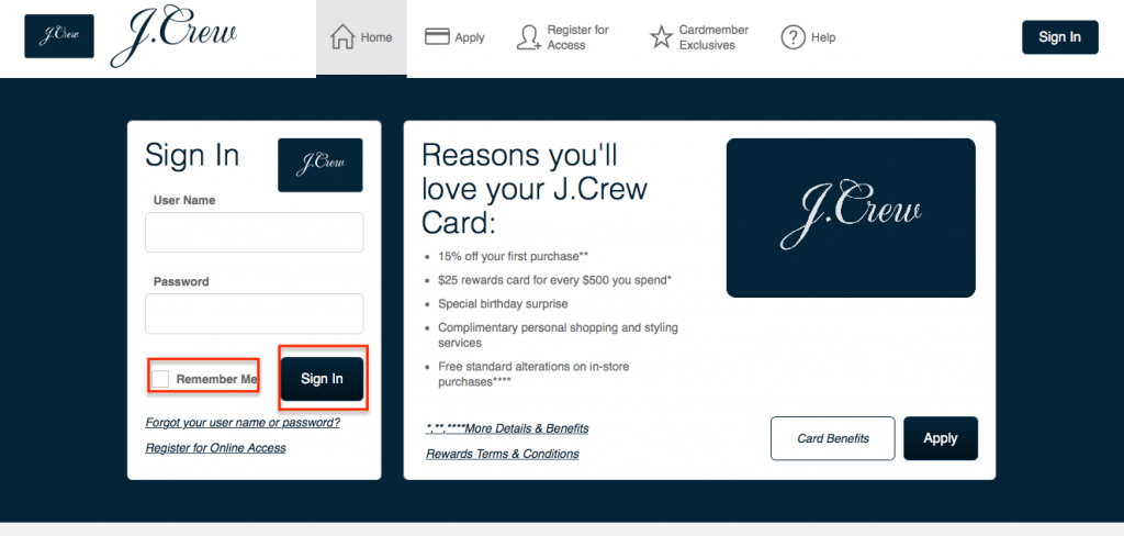 J Crew Credit Card Login Make a Payment CreditSpot
