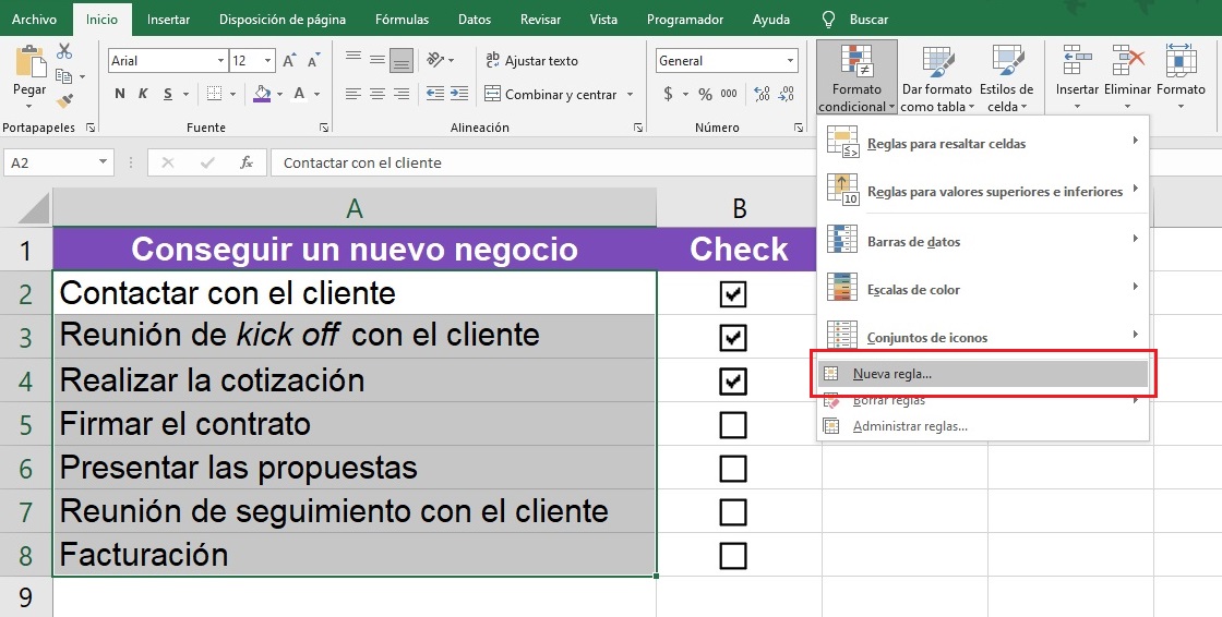 ¿Cómo hacer un checklist en Excel con casillas de