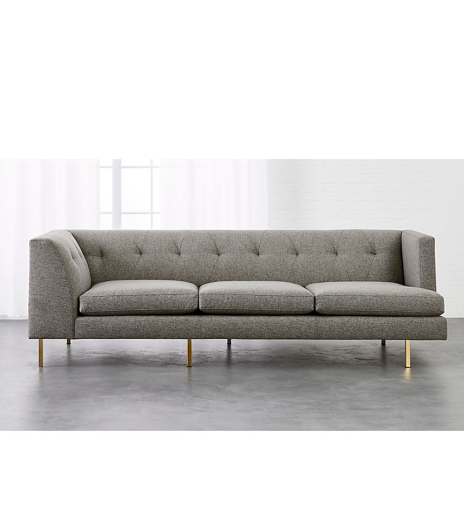 Grey Right Arm Corner Sofa with Brass Legs Cre8 NYC