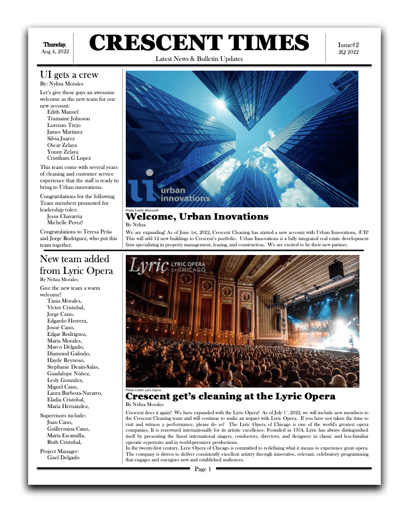 Crescent Times Issue2Q 2022 Crescent Cleaning Company
