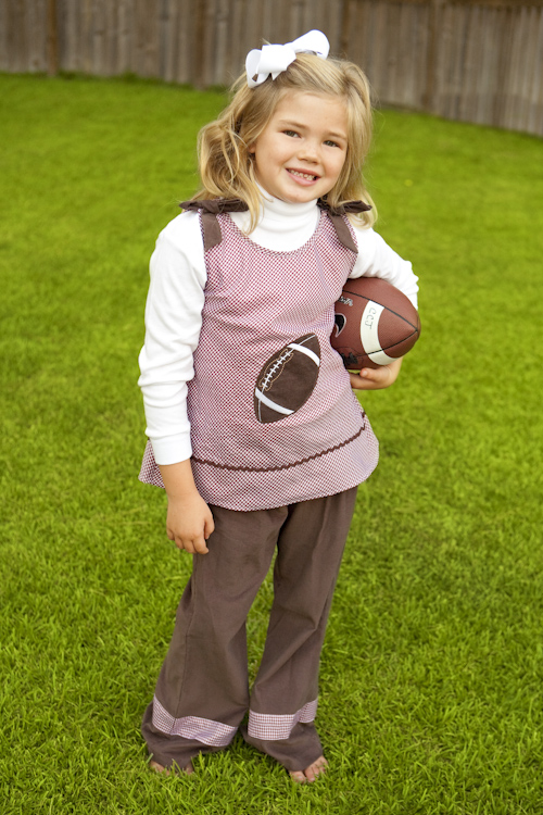 Girls ALine Football Outfit, Maroon childrens clothing smocked