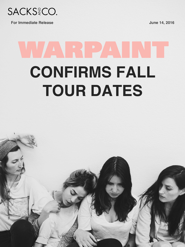 Warpaint Tours Europe and the US with +25 Live Shows