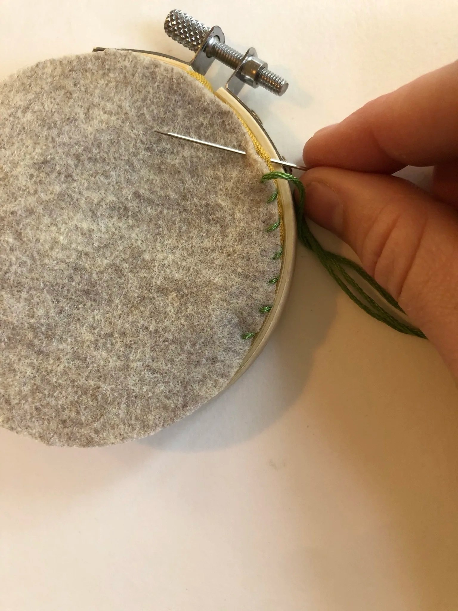 How to Back an Embroidery Hoop Crewel Ghoul