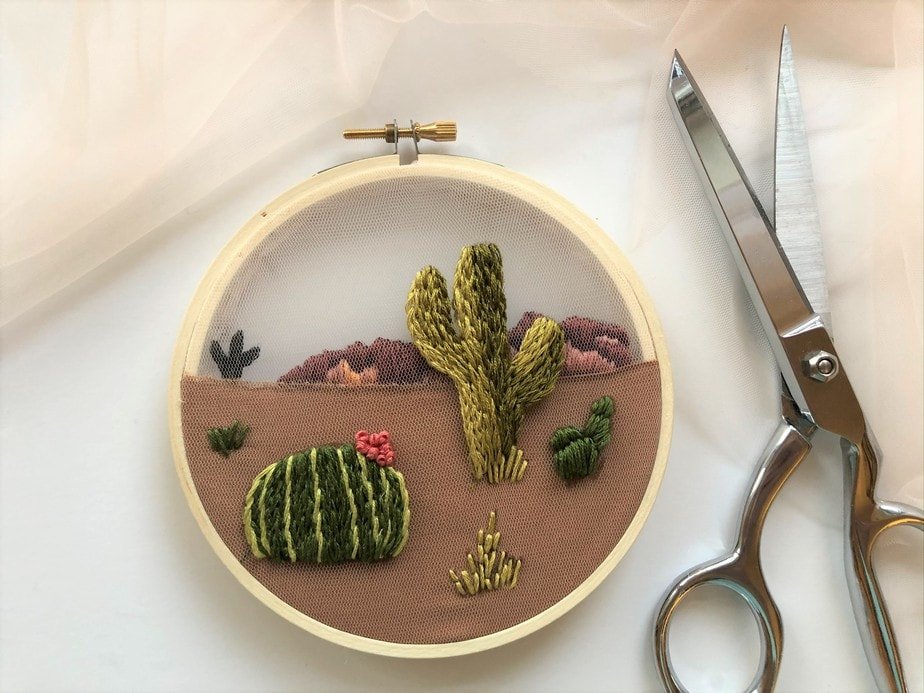 How to Hand Embroider on Tulle Fabric Crewel Ghoul